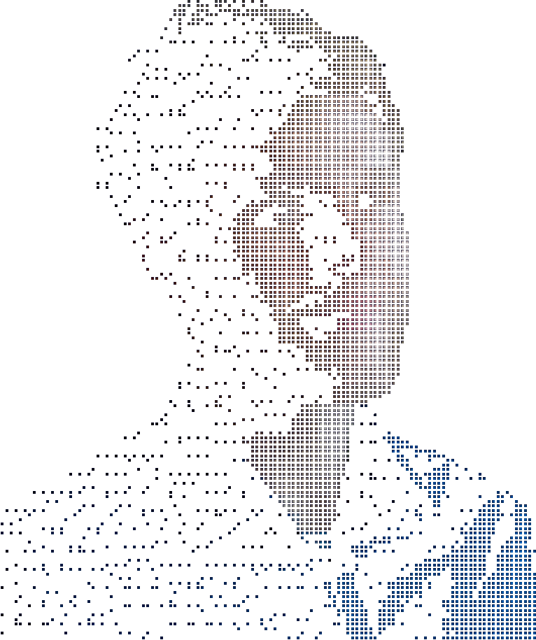 An ASCII-style headshot of Kris